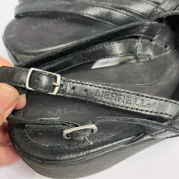 Merrell Sundial Braid Leather Dark Brown | Mercari Merrell Sundial Braid black‎ leather strappy slingback sandals size 9